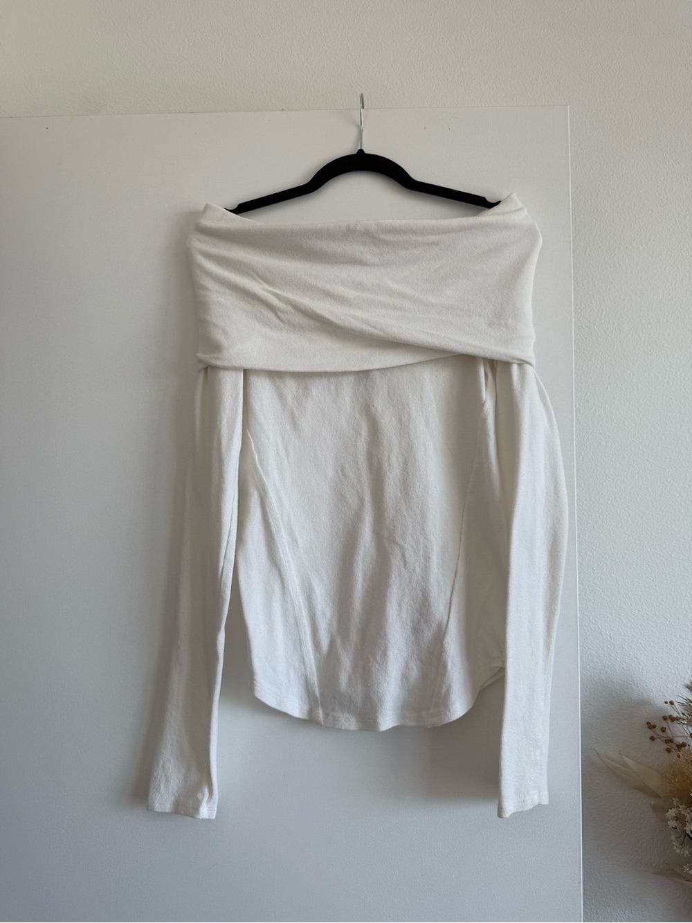 Free People We The Free Off-Shoulder/Cowl Long Sleeve Top - White